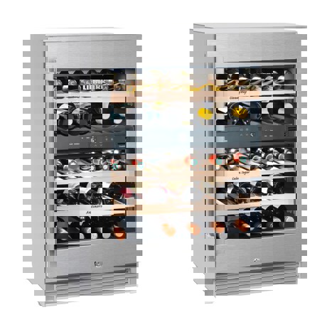 Vitrina pentru vinuri Liebherr WTes 1672, 95 L, 34 sticle, Rafturi lemn, Control electronic, Display, H 82.2 cm, Inox